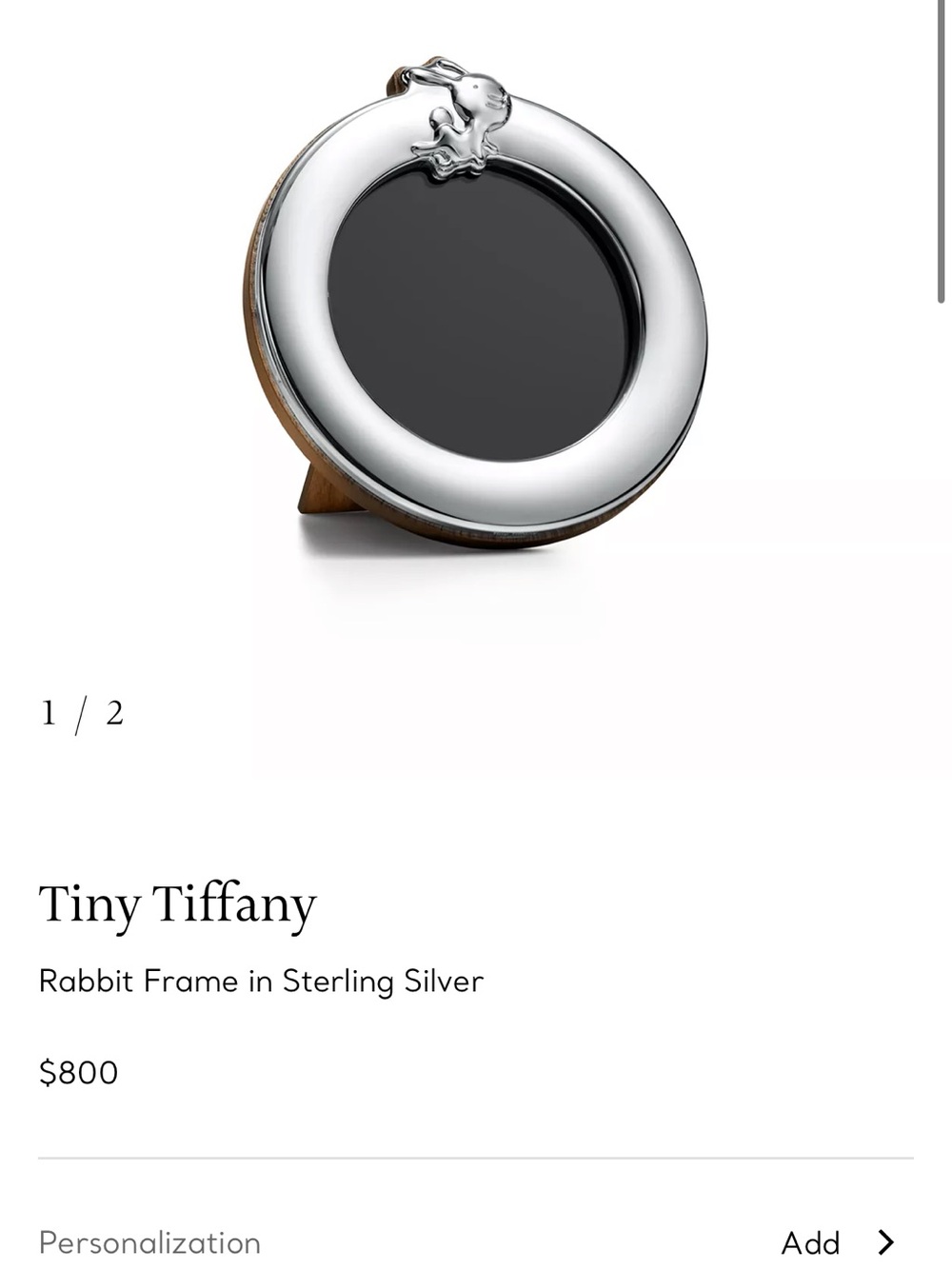 Tiffany & Co. Sterling Silver Round Frame with Rabbit Accent - Silver